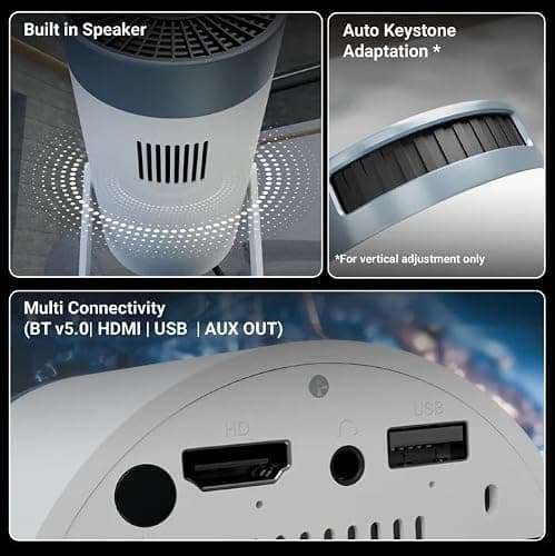 Zebronics Pixaplay 62 Android Smart LED Projector, Full HD 1080P, 3000 Lumens, Upto 304 Screen Size, WiFi, Screen Mirroring, Built-in Speaker, White 5