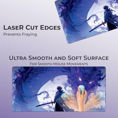 BESTOR Anime Series DragonWarrior Anime Mouse pad with Anti-fray Stitching, Waterproof Surface & Non-Slip Rubber Base Stitched Edges Gaming Mouse Mat for Laptop (60cmx34cm) 4