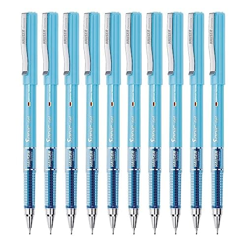 Hauser Sonic 0.55mm Gel Pen Blister Pack | Attractive Foiled Body | Stylish Metal Clip | Refillable & Waterproof Gel Ink | German Technology For Smooth & Effortless Writing | Blue Ink, Set of 10 Pens 2
