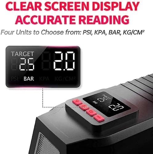 TUSA AC/DC 2-in-1 Tyre Inflator - Portable Air Compressor for Car & Home, Air Pump with Auto Shutof & Fast Inflation. 5