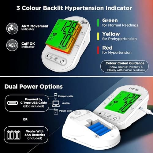 Dr Trust USA Intellitrack Fully Automatic Portable Digital Blood Pressure Monitor BP Machine For Hypertension & Managing Heart Health, BP Apparatus For Home & Clinic Use, Most Accurate Measurement, US 3
