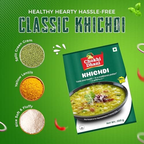 Chokhi Dhani Ready to Eat Khichdi Pack of 2 (200g Each) | Rice & Moong Dal Khichdi | Just Heat & Eat Indian Meal | Healthy Comfort Food | Veg 5