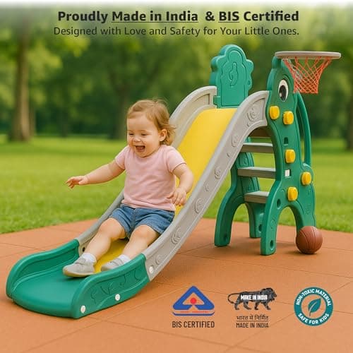 Amazon Brand - Solimo Kids Garden Unicorn Slide - Large | 2-in-1 Slide with Basketball Ring | Age 2–7 | Indoor & Outdoor | Anti-Slip Steps, Safe Design | Large 186 x 72 x 85cm | Multicolor 5