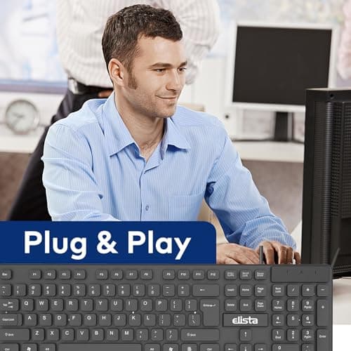 Elista Wired USB Keyboard and Mouse Combo | 1000 DPI USB Mouse | 104 Keys Membrane Switch | Silent Tactile Feeling Comfortable Switch | Plug and Play | Black (ELS WK-714) 5