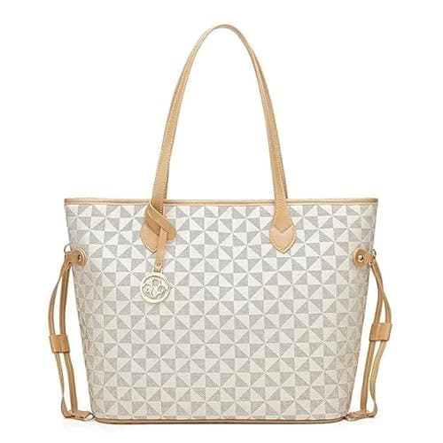 NOJTI Women’s Handbag Tote Bag Premium PU Leather Shoulder Bag with Top Handle & Detachable Strap – Stylish Large Capacity Purse for Office, Casual & Party Use (Cream-Angle)