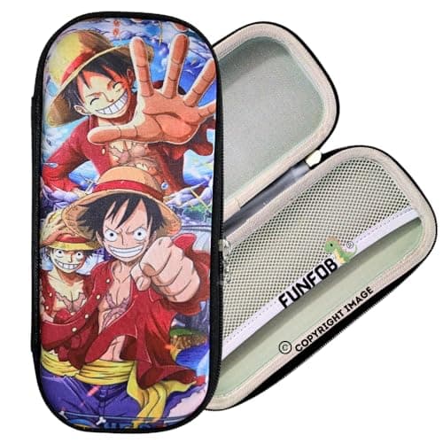 FUNFOB Anime Pencil Box for School College for Pen Pencil Or Other Stationery Products Luffy Pencil Pouch | Luffy Red Cap