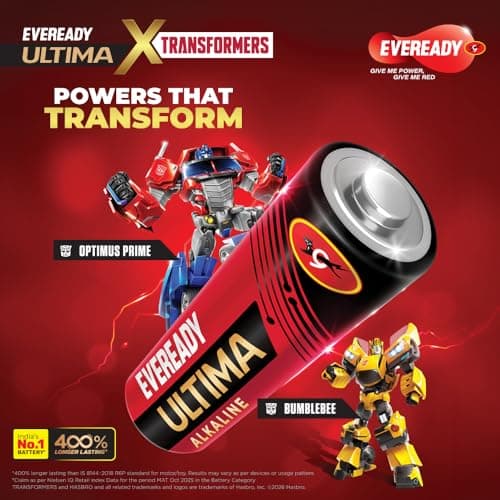 Eveready Ultima Alkaline AAA Battery, 400% Longer Lasting, Anti-Leak Turbolock Technology, Eco-Friendly Batteries for High-Drain Devices Household Devices & Toys, Pack of 4 2