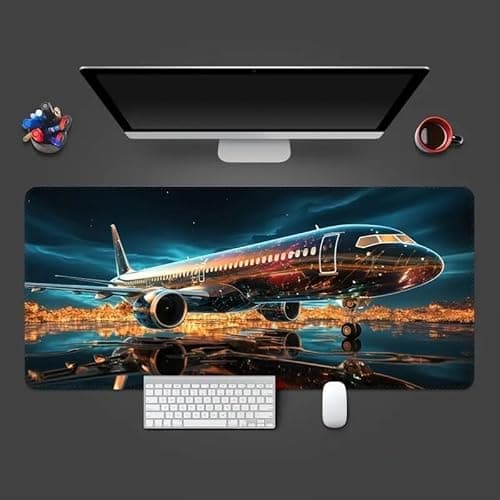 WOOG Gaming Mouse Pad 80 x 30 cm, Large Desk Mat with Anti-Slip Rubber Base, Water Resistant Extended Mouse Pad for Office, Work & Gaming (Airplane Design) 5
