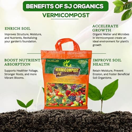 SJ Organics Vermicompost For Plants - 2 Kg | Odorless Fertilizer Powder | Ready to Use Organic Manure | Fertilizers for Plant Home Garden | Enriched Plant Food Fertilisers | Compost for Indoor plants 3