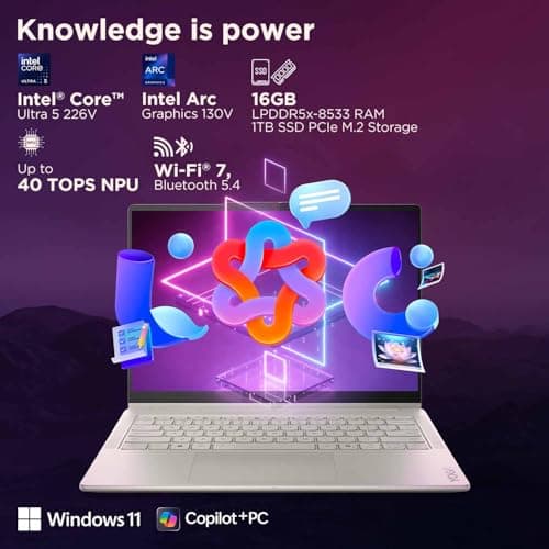 Lenovo Yoga 7 2-in-1 Intel Evo Core Ultra 5 226V (16GB RAM/512GB SSD/14 (35.5cm)/WUXGA OLED/Copilot+ PC/Windows 11/Office 2024/Yoga Pen/1Yr ADP/Seashell/1.38Kg), 83JQ00GDIN Convertible Laptop 4