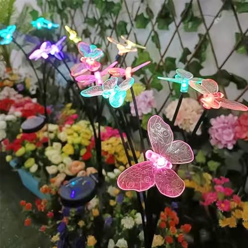 GIGAWATTS GW-910 Butterfly Solar Garden Light | 8 LED Solar Light Outdoor Garden String Light with 600mAh Battery, IP65 Waterproof Fairy Lights for Lawn & Patio Decoration (Pack of 1, Multicolor) 2