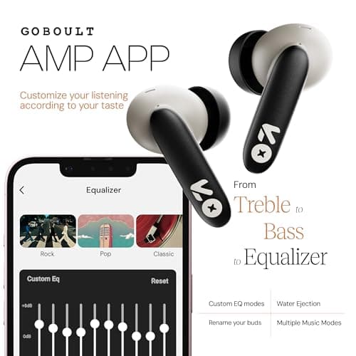 GOBOULT Y1 v2.0 Ear Buds Wireless with 60H Playtime, Zen Quad Mic ENC, 45ms Low Latency, Touch Control, Dual Device Pairing, Bluetooth 6.0, 13mm Bass Driver Earbud TWS Wireless Earphone (Black Onyx) 6