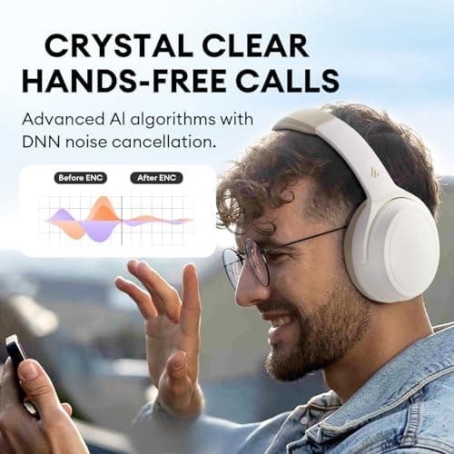 Edifier Wh700Nb Active Noise Cancelling Headphones - 68H Playtime - Ai Call Noise Cancellation - Dual Device Connection - Lightweight & Foldable Design - Fast Charge - Bluetooth 5.3 - Ivory - On Ear 4