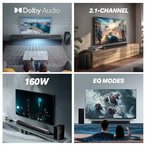 Boat Aavante 2.1 1600D / Orion Plus, Dolby Audio, 160W Signature Sound, 2.1CH Wired Subwoofer,Multiple Ports & EQ Modes, Bluetooth Sound bar, Home Theatre Soundbar Speaker (Premium Black) 2