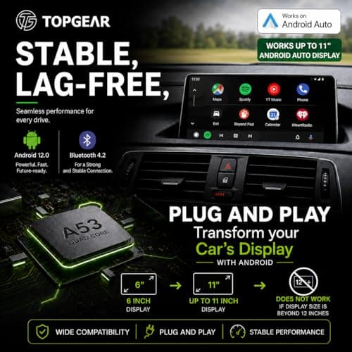 TOPGEAR Ai Box for AA | Carlink | Android Converter | Picasso | Smart Car Media Box | for Wired Android Auto Cars Only | 16GB Storage | Plug & Play AA Protocol Adapter | Upgrade Your Car Infotainment 4