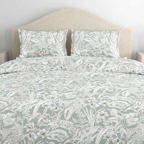 Haus & Kinder 144 TC Pure Cotton Bedsheets King Size Bed Sheet for Double Bed with 2 Pillow Covers-Emerald Jungle Bedsheet
