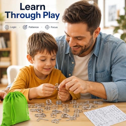 HEAVY DRIVER 36 Pcs Metal Wire Brain Teaser Puzzle Set – IQ Mind Challenge Games for Kids & Adults | Educational Problem Solving & Logic Puzzles | Fidget & Untangling Toy Set 3