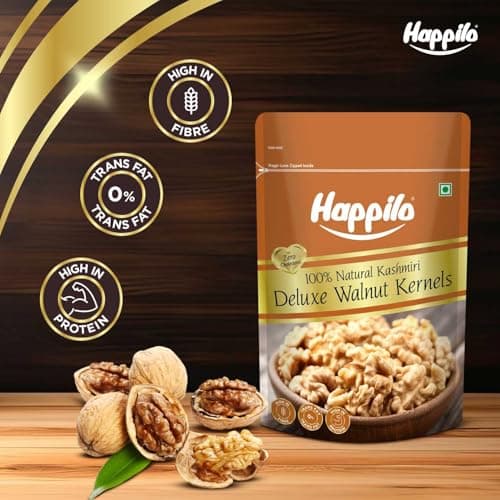 Happilo Premium Deluxe Walnut Kernels 200g (Pack of 1) | Walnuts without Shell | Akhrot Giri | Dry Fruits, Healthy Snacks | Natural Walnut Kernels | Rich in Protein, Iron & Source of Omega-3 4