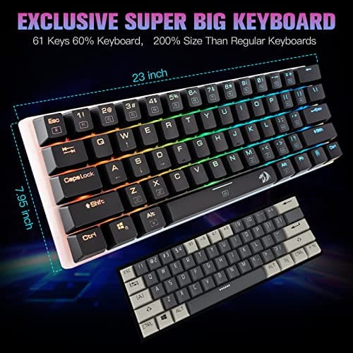 Redragon K605 Alien Giant Mechanical Gaming Keyboard, Super Big 61 Keys & Outemu Blue Switch, RGB LED Backlit Ergonomic Wired Type-C Full Key Conflict Free Anti-Ghosting NKRO Keyboard 2