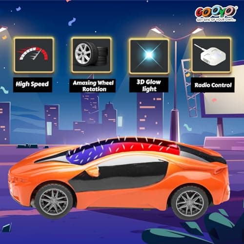 Gooyo GY-6328-11 Hi-Speed Racing Car Toy with 3D Lighting Feature | 3D Lights Famous Remote Control Car Toy for Kids | Orange | 3xAA Battery (Not Included) | Gift Box Packaging 5