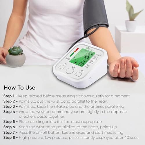 D MEDICARE Digital Blood Pressure Monitor Machine for Home Use | 3-Color Display, WHO Indicator, Voice Assistance, One-Touch Operation, Memory Function, Automatic BP & Pulse Monitor | DMBP1-03 5