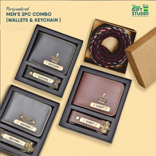 YOUR GIFT STUDIO Customised Nexon Leather Wallet Gift Set for Men - Personalised Set for Men | Stylish Wallet for Man - Perfect Birthday & Anniversary Gift for Husband - Blue 4