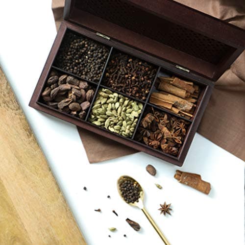 Octavius Indian Spice Collection- 300 Gm | Assorted 6 Whole Spices Wooden Gift Box | Wooden Spice Box | Wooden Masala Box | Corporate Gifts 4
