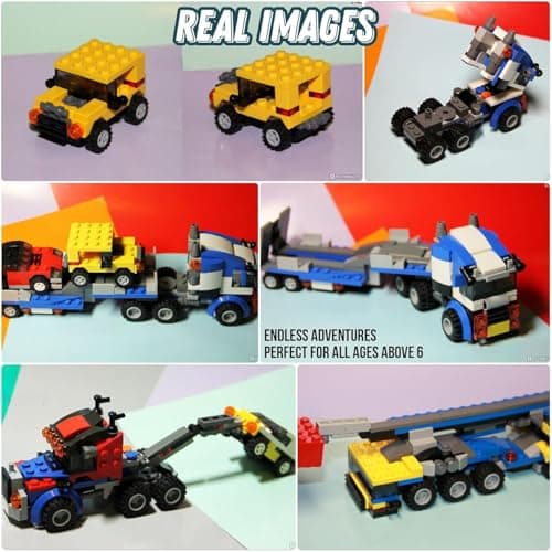 Umadiya® Architect 3 in 1 Jeep, Car & Truck Vehicle Toys | Transporter Building Brick Block for Kids | Stem Educational Learning Die Toys for Kids | Creative Construction Toy (264 Pcs) 4
