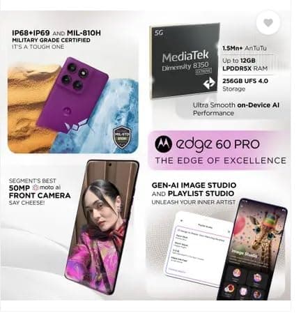 Motorola Edge 60 Pro (Pantone Sparkling Grape, 512 GB) (16 GB RAM) 5