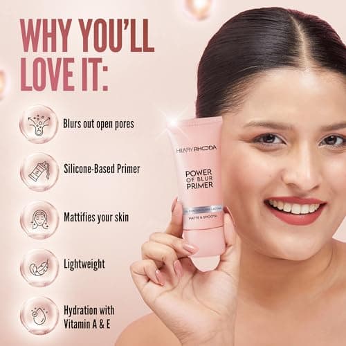 Hilary Rhoda Power of Blur Primer for face | Silicone-Based & Pore Filling | Matte Finish, Oil Control, Waterproof & Vitamin Enriched | 30ml 5