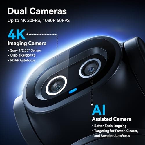 eMeet Webcam with AI Tracking, 0.2s Autofocus, Sony Sensor, Triple Microphone Array, Gesture Control, Preset Positions, Streaming Camera Compatible with OBS, Twitch, Switch 2, PC & Laptop (PIXY) 2