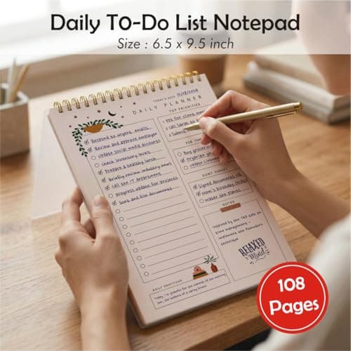 Zaslan To Do List Notepad - Daily Planner Notepad Undated 54 Sheets/108 Pages Tear Off, 6.5" x 9.5" | Planning Memo Pad | Checklist Productivity Note Pad (Moon) 2