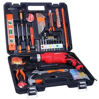 IBELL Professional Tool Kit with Impact Drill TD13-100, 650W, Copper Armature, Chuck 13mm Keyless Auto, 115 Home Essential Tools/Accessories-6 months warranty