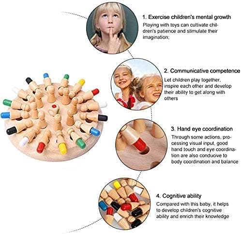 SHINETOY Wooden Memory Match Stick Chess Game – Colorful Matching Block Board Game for Kids | Early Educational Brain Training Toy | Fun Family Strategy Game for Boys & Girls Ages 3+ 4