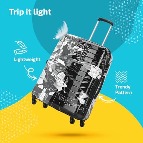 Skybags Large Acrylonitrile Butadiene Styrene (Abs) Trooper Check-in Size Hard Luggage (75Cm) | Luggage Trolley with 4 Spinner Wheels and Resettable Combination Lock | Black 4