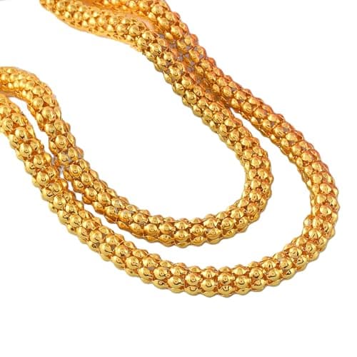 Gold Plated Chain Necklace (26 Inch) for Men & Women | Thick Hollow Long Chain | Lightweight Heavy Look Fashion Jewellery