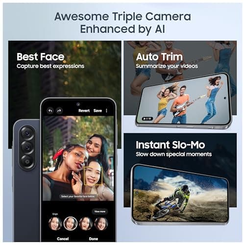 Samsung Galaxy A56 5G (Awesome Midnight Blue, 8GB, 128GB) | Metal Frame | Gemini Live | Awesome Intelligence (AI): Circle to Search, Instant Slo-Mo, Auto-Trim, Object Eraser | Flagship Grade Camera 5