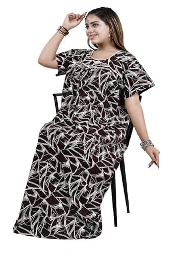 Bejod's Collection Cotton Nighty Combo Pack of 2 | Full Length Printed Maxi Night Dress | Soft Breathable Nightwear Gown for Women | Plus Size Women Nighty XL, XXL, 3XL 5