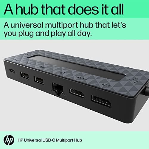 HP Universal USB-C Multi-Port Docking Station Equipped with USB-C, USB-A, RJ45 Ethernet Port, HDMI, Display Port Support Upto Two 4K Displays 3