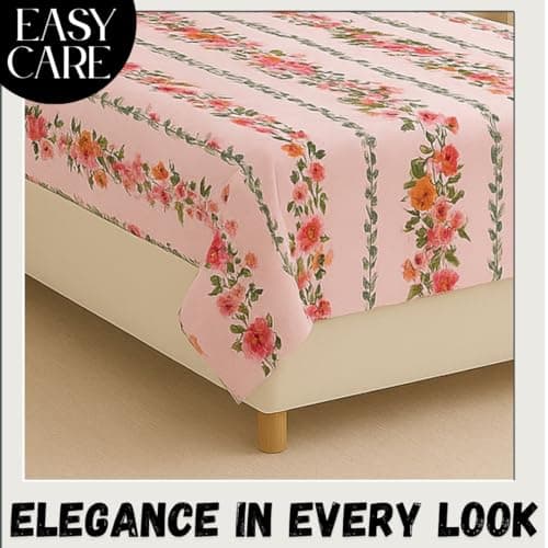 BSB HOME Flat Bedsheet for Single Bed with 1 Pillow Cover | Soft Touch Cotton | Comfortable & Durable | Size 90 x 60 Inch | Elegant Printed Bedding Set for Daily Use, Color - Pink Floral 4