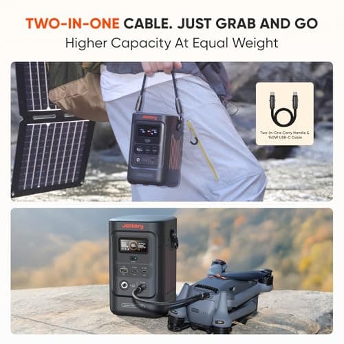 Jackery Explorer 240D Power Bank and 40W Solar Panel (80,000mAh), LiFePO4 Battery Portable Power Station, USB-C Cable Included,200W DC Output,1-Hour Fast Charging, Compact for Outdoor, Camping, Travel 5