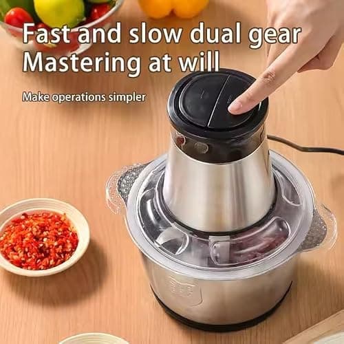 VANSHORA Electric Food Chopper 2L Stainless Steel Bowl Heavy Duty 700W Motor 4 Blade 2 Speed Kitchen Grinder for Meat Vegetables Onion Garlic Herbs Multipurpose Electric Food Processor 3