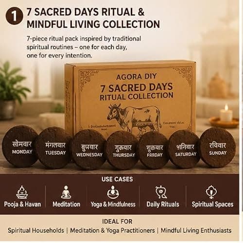 Cow Dung Cakes, Gobar Upla, 100% Natural & Handmade, for Hawan, Pooja & Agnihotra, Pack of 7 2