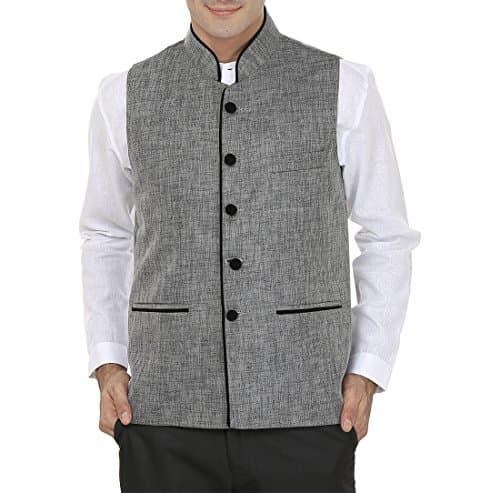 WINTAGE Men's Rayon Bandhgala Festive and Casual Nehru Jacket Waistcoat-Dark Grey