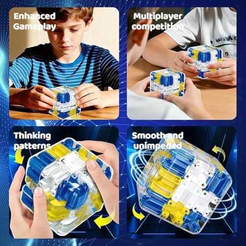 3D Maze Puzzle Cube, Transparent Labyrinth Ball Game, Brain Teaser IQ Toy, Rolling Metal Marble Challenge, for Kids and Adults 5