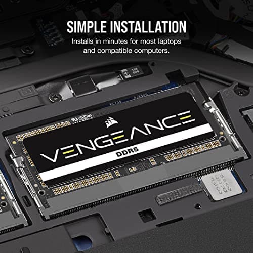 CORSAIR Vengeance SODIMM DDR5 RAM 16GB (2x8GB) 4800MHz CL40 Intel XMP iCUE Compatible Computer Memory - Black (CMSX16GX5M2A4800C40) 5