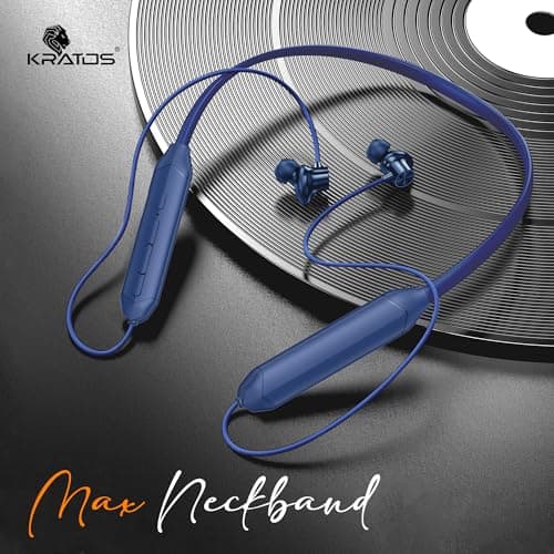 Kratos Blue Bluetooth Neckband with 55H Playtime, Deep Bass, Stereo Sound, HD Calls, Magnetic Earbuds, Voice Assistant, Type-C Fast Charging, Rich Audio, Hollow Switch for Comfort & Style 5