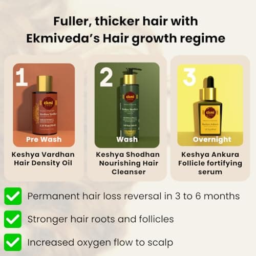 Ekmiveda Ayurvedic Hair growth Sulfate free Shampoo with Reetha, Shikakai, Bhringraj, Amla for hair loss control. Hair regrowth treatment for women & men. Hair thickening rosemary shampoo, 5.07 fl oz 5