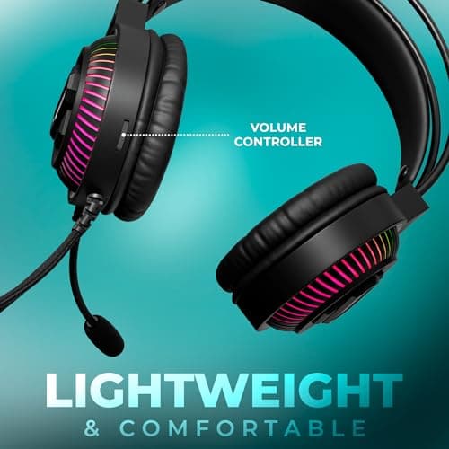 ZEBRONICS Jupiter 3.5mm Premium Gaming Over Ear Headphone with 50mm Neodymium Drivers, Extra Soft Ear Cushion,Suspension Headband, Braided Cable,Volume Controller, Multicolor Lights, Pop Filter 3