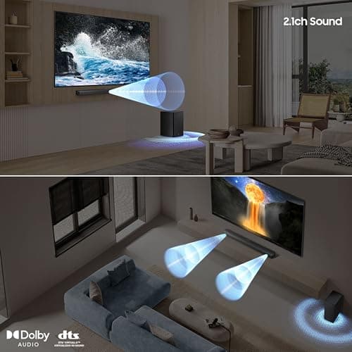 Samsung 300 W 2.1 ch Soundbar with Dolby Audio | DTS Virtual:X | Bass Boost | 3D surround sound | HDMI ARC | Optical In | Bluetooth | USB Music Playback | Wireless Subwoofer (HW-B45EF/XL, Titan Black) 3